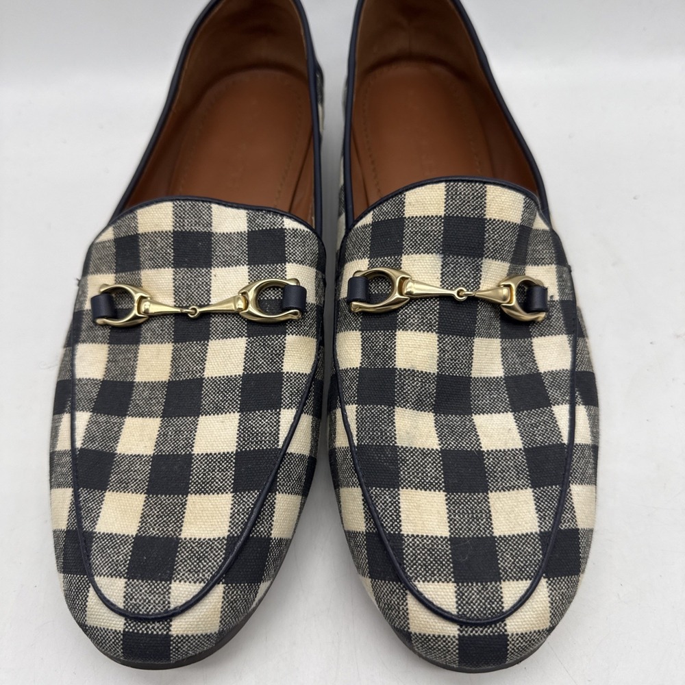Coach Haley Gingham Loafers  Womens 9.4 Navy/Chalk Horsebit Loafer Shoes - Picture 2 of 15